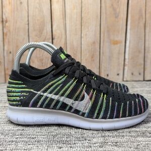 Nike Free RN Flyknit "Black Multicolor" Size 6 Women/Size 4.5 Youth/Men